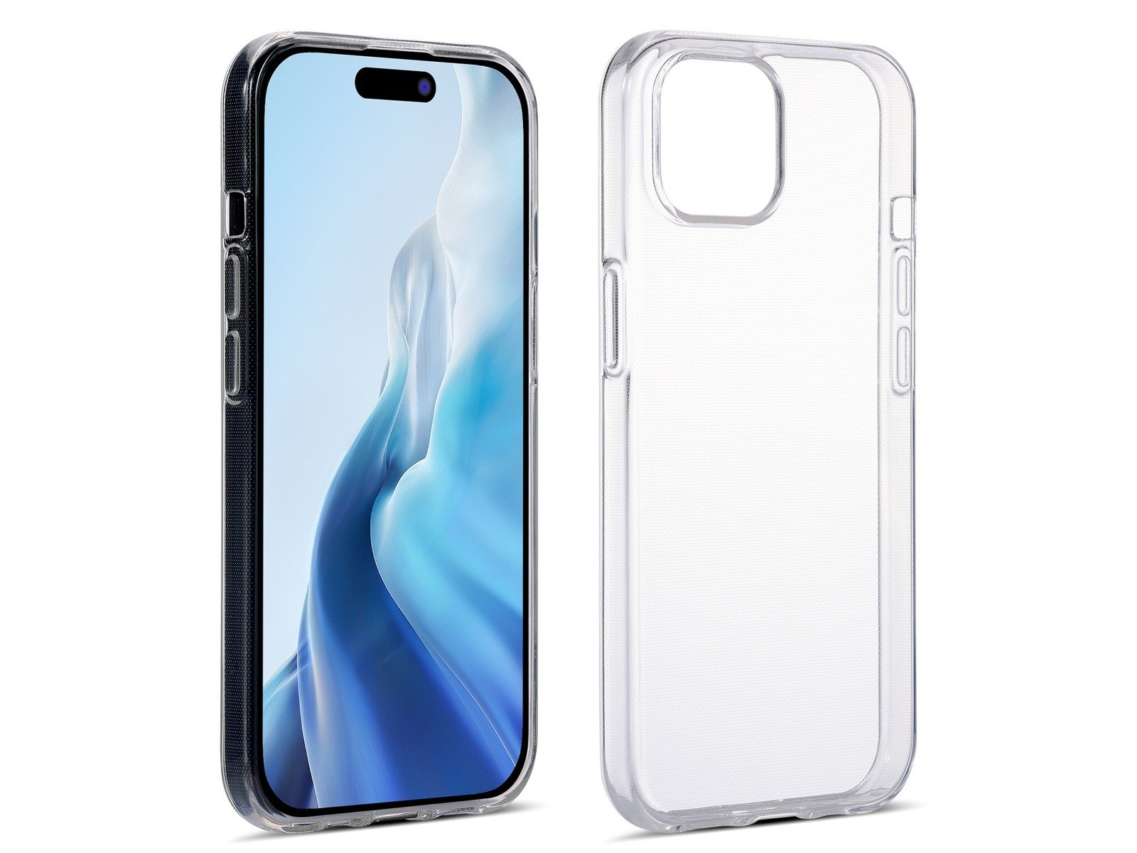 iiglo iPhone 15 / 14 Silikondeksel (gjennomsiktig) Ultratynt deksel i TPU-materiale